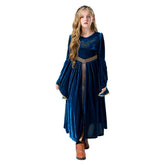 Kids Girls Retro Medieval Palace Cosplay Blue Princess Dress Costume Fancy Outfits Halloween Carnival Suit